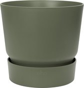 Elho Greenville Rond 20 - Bloempot voor Buiten met Waterreservoir - 100% Gerecycled Plastic - Ø 19.5 x H 18.4 cm - Blad Groen