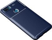 Voor OPPO A12 Carbon Fibre Texture Shockproof TPU Case (Blauw)