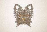Line Art - Hond - Yorkshire Terrier - XS - 29x25cm - Eiken - geometrische wanddecoratie
