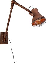 QAZQA rego - Landelijkee Wandlamp met schakelaar voor binnen - 1 lichts - D 800 mm - Roestbruin - Industrieel -  Woonkamer | Slaapkamer | Keuken