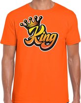 Oranje Koningsdag King t-shirt - oranje - heren -  Koningsdag shirt/ kleding/ outfit XXL