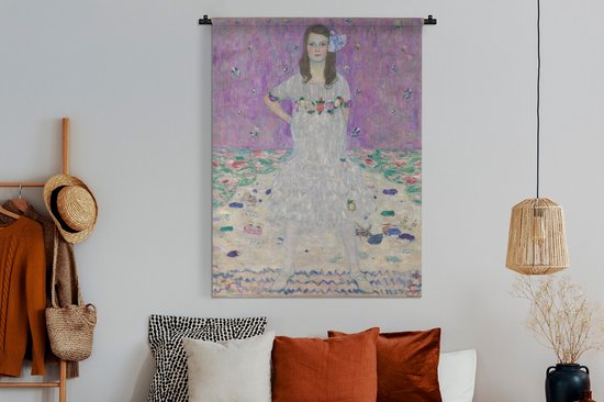 Tapisserie Gustav Klimt - Portrait de Mada Primavesi - Peinture de Gustav Klimt Tapisserie coton 120x160 cm - Tapisserie avec photo XXL / Groot format !