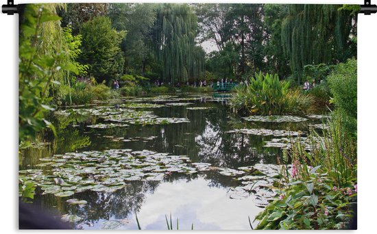 Tapisserie Jardin de Monet - Le soleil se reflète sur l'eau dans le jardin à la française de Monet à Giverny Tapisserie en coton 60x40 cm - Tapisserie avec photo