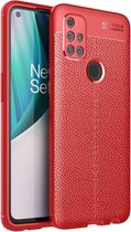 Voor OnePlus Nord N10 5G Litchi Texture TPU schokbestendig hoesje (rood)