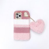 In kleur bijpassende pluche liefdeshanger TPU beschermhoes voor iPhone 12 mini