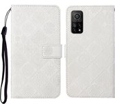 Voor Xiaomi Mi 10T 5G Etnische stijl Reliëfpatroon Horizontale flip lederen tas met houder & kaartsleuven & portemonnee & lanyard (wit)