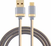 3A USB naar micro-USB tweekleurige gevlochten datakabel, kabellengte: 1m (grijs)