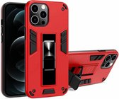 2-in-1 pc + TPU schokbestendige beschermhoes met onzichtbare houder voor iPhone 12/12 Pro (rood)