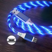 2,4 A USB naar micro-USB Kleurrijke Streamer snellaadkabel, lengte: 1 m (blauw licht)