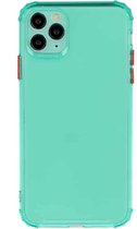 Voor iPhone 12 Max Pro TPU Kleur Doorschijnend Vierhoekige Airbag Schokbestendige Telefoon Beschermhoes (Transparant Mintgroen)