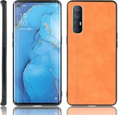 Voor Oppo Reno3 Pro Schokbestendig Naaien Koe Patroon Huid PC + PU + TPU Case (Oranje)