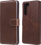 Voor Xiaomi Mi 10T Pro klassieke kalfsstructuur PU + TPU horizontale flip lederen tas, met houder & kaartsleuven en portemonnee (bruin)