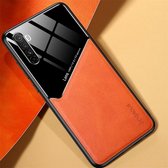 Voor OPPO Realme 6 All-inclusive lederen + organische glazen beschermhoes met metalen ijzeren plaat (geel)