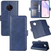 Voor Vivo V17 (Rusland) / X50 Lite / Y9S / S1 Pro Dubbelzijdige magnetische gesp Horizontale flip lederen tas met houder & kaartsleuven en portemonnee (donkerblauw)