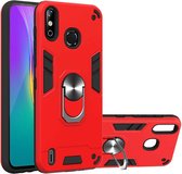 Voor Infinix X653 / Smart 4 Armor Series PC + TPU beschermhoes met ringhouder (rood)