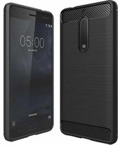 Voor Nokia 5 geborsteld koolstofvezel textuur schokbestendig TPU beschermhoes (zwart)