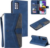 Stiksels Kalfsstructuur Horizontale Flip Leren Case met Houder & Kaartsleuven & Portemonnee Voor Samsung Galaxy S20 Plus (Donkerblauw)