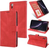 Fantasie Klassiek huidgevoel Kalfsleer Textuur Magnetische gesp Horizontale Flip PU lederen tas met houder & kaartsleuf & portemonnee voor iPhone XR (rood)