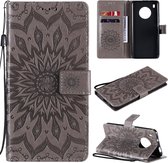 Voor Huawei Y9a Sun Embossing Pattern Horizontale Flip Leather Case met Card Slot & Holder & Wallet & Lanyard (Grey)