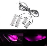 4 STUKS Universele Auto LED Binnenhandvat Licht Sfeerverlichting Decoratieve Lamp DC12V / 0,5 W Kabellengte: 75 cm (Roze Licht)