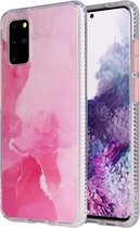 Voor Samsung Galaxy S20 gekleurd glazuur marmer TPU + pc beschermhoes (roze)