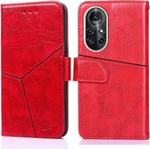 Voor Huawei nova 8 Pro 5G Geometrische stiksels Horizontale flip TPU + PU lederen tas met houder & kaartsleuven & portemonnee (rood)