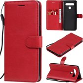Voor LG K41S / K51S effen kleur horizontale flip beschermende lederen tas met houder & kaartsleuven & portemonnee & fotolijst & lanyard (rood)