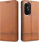 Voor Huawei nova 8 Pro 5G AZNS Magnetische Kalf Textuur Horizontale Flip Leren Case met Kaartsleuven & Houder & Portemonnee (Lichtbruin)