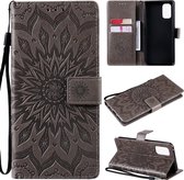 Voor OPPO Realme 7 Pro Sun Embossing Pattern Horizontale Flip Leather Case met Card Slot & Holder & Wallet & Lanyard (Grey)