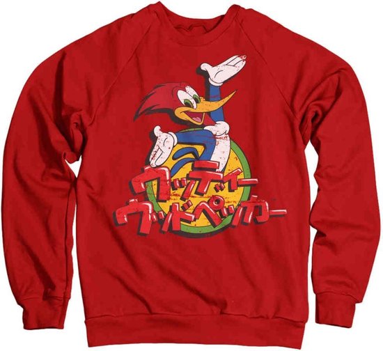 Woody Woodpecker Sweater/trui -S- Washed Japanese Logo Rood