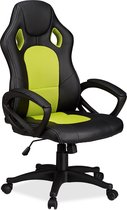 Relaxdays Gaming stoel XR9, PC gamestoel, gamer bureaustoel, belastbare Racing stoel - groen