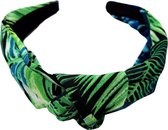 Haarband Diadeem Knoop Leaves Print Groen Blauw