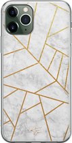 iPhone 11 Pro Max hoesje - Geometrisch marmer - Soft Case Telefoonhoesje - Marmer - Grijs