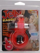 Jelly Rabbit Cockring - Red - Cock Rings