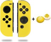 Siliconen Joy-Con Controller Hoesjes + Gaming Thumbsticks (1 Set = 2 Thumbgrips) | Beschermhoes Skin | Geschikt voor Nintendo Switch & Lite | Softcover Case | Thumb grips | Grip | Geel + Blaa