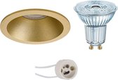 LED Spot Set - OSRAM Parathom PAR16 930 36D - Pragmi Pollon Pro - GU10 Fitting - Dimbaar - Inbouw Rond - Mat Goud - 5.5W - Warm Wit 3000K - Verdiept - Ø82mm - BES LED