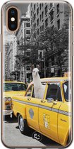 iPhone X/XS hoesje - Lama in taxi - Soft Case Telefoonhoesje - Print - Grijs