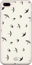 iPhone 8 Plus/7 Plus hoesje - Vogels / Birds - Soft Case Telefoonhoesje - Print - Beige