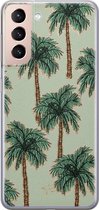 Samsung Galaxy S21 Plus siliconen hoesje - Palmbomen - Soft Case Telefoonhoesje - Groen - Natuur