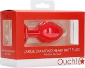 Diamond Heart Butt Plug - Large - Red - Butt Plugs & Anal Dildos - Ouch Silicone Butt Plug