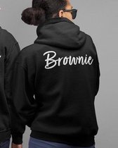 Blondie & Brownie Hoodie Handwritten (Brownie - Maat S) | BFF Koppel Sweater | Best Friends Forever