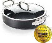 Bol.com Greenpan Barcelona Aluminium Hapjespan met deksel Ø 30 cm - 4.8L – PFAS-vrij – Inductie Flensjespan – Ovenbestendig tot ... aanbieding
