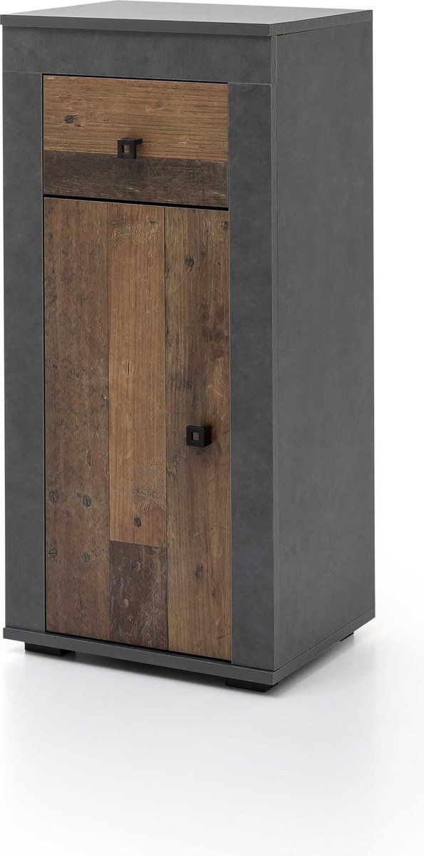 Badkamerkastje Rutger 1 lade & 1 deur - hout/grafiet