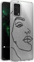 iMoshion Design voor de Samsung Galaxy A02s hoesje - Abstract Gezicht - Zwart