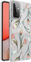 iMoshion Design voor de Samsung Galaxy A72 hoesje - Bloem - Roze / Groen
