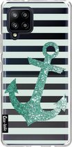 Casetastic Samsung Galaxy A42 (2020) 5G Hoesje - Softcover Hoesje met Design - Glitter Anchor Mint Print