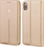 Voor iPhone XR GEBEI PU + TPU horizontale flip beschermhoes met houder en kaartsleuven (goud)