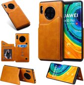 Voor Huawei Mate30 Pro effen kleur kalfsleer schokbestendige beschermhoes met kaartsleuven en fotolijst (bezet)