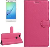 Voor huawei nova litchi textuur horizontale flip lederen tas met houder & kaartsleuven & portemonnee (magenta)