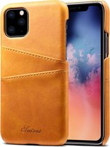 Suteni Calf Texture Back Cover beschermhoes met kaartsleuven voor iPhone 11 Pro (kaki)